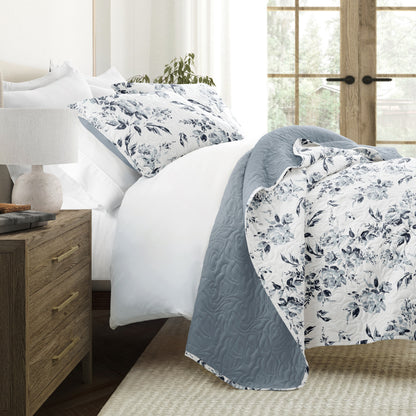 3 Piece Quilt Set - Super Soft - Lightweight - All Season Quilted Coverlet - Timeless Patterns