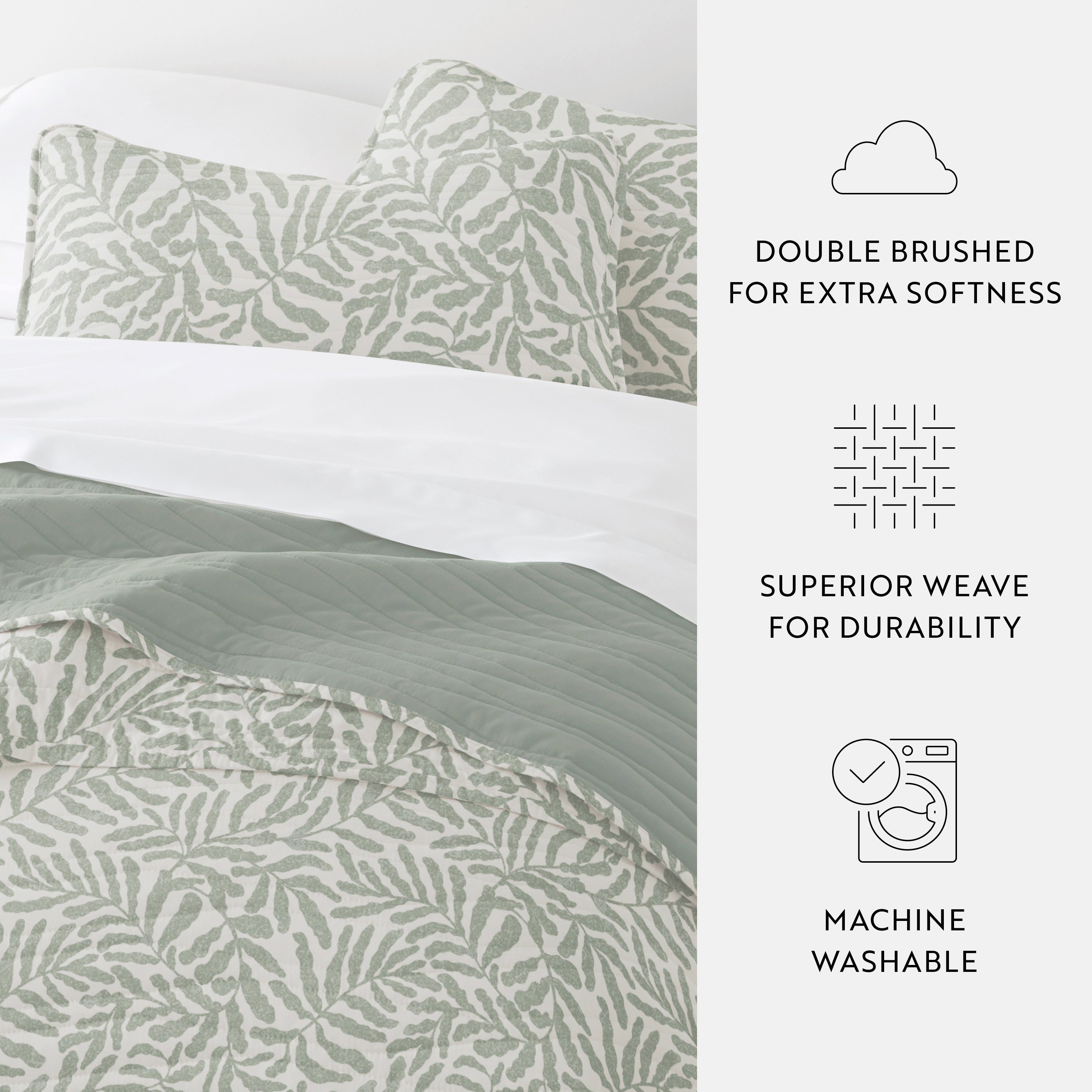 Tossed Ferns Patterned Quilted Coverlet Set