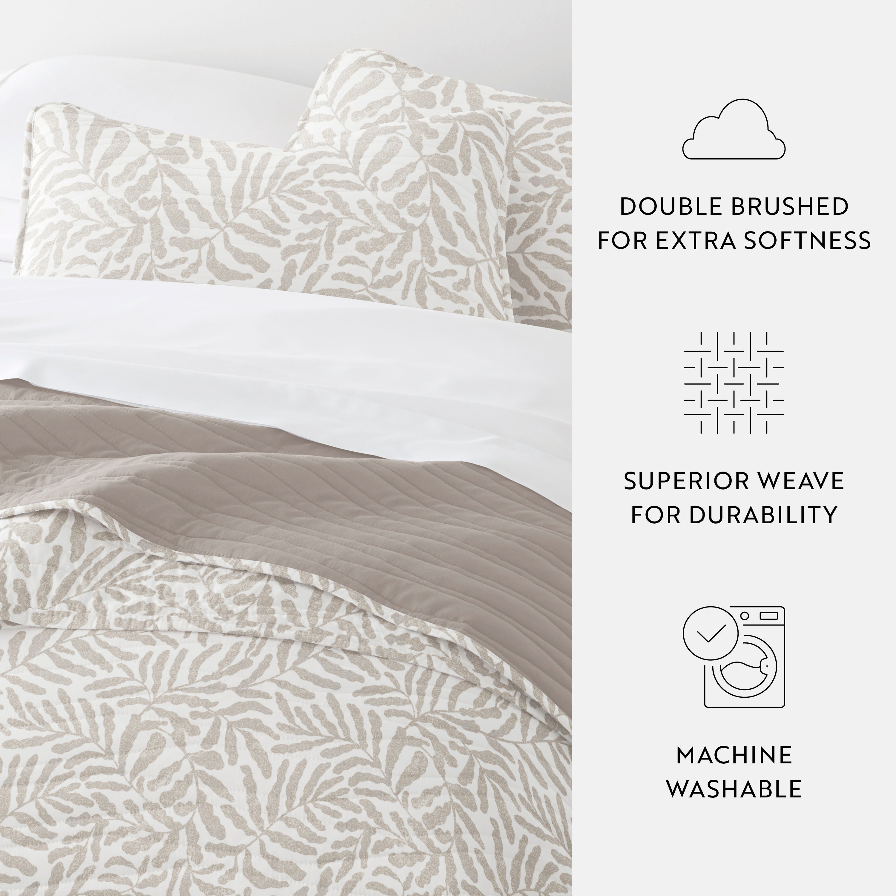 Tossed Ferns Patterned Quilted Coverlet Set