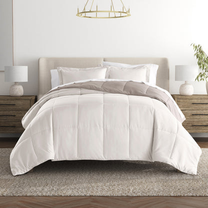 Comforter Set Two-Toned Reversible Microfiber All Season Down-Alternative Ultra Soft Bedding