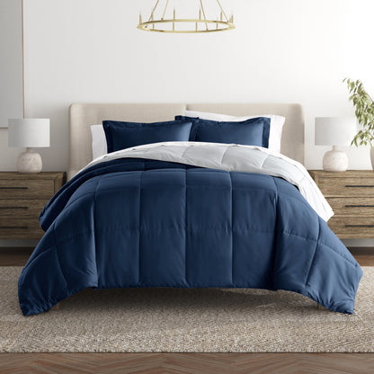 Comforter Set Two-Toned Reversible Microfiber All Season Down-Alternative Ultra Soft Bedding