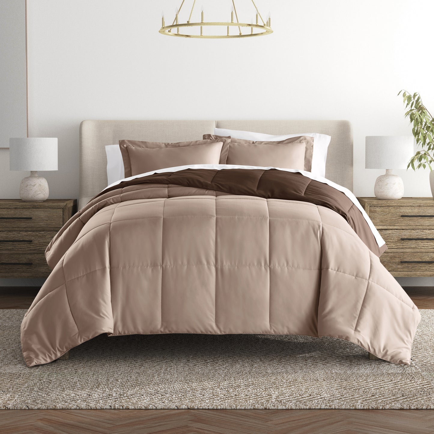 Comforter Set Two-Toned Reversible Microfiber All Season Down-Alternat –  iEnjoy Home