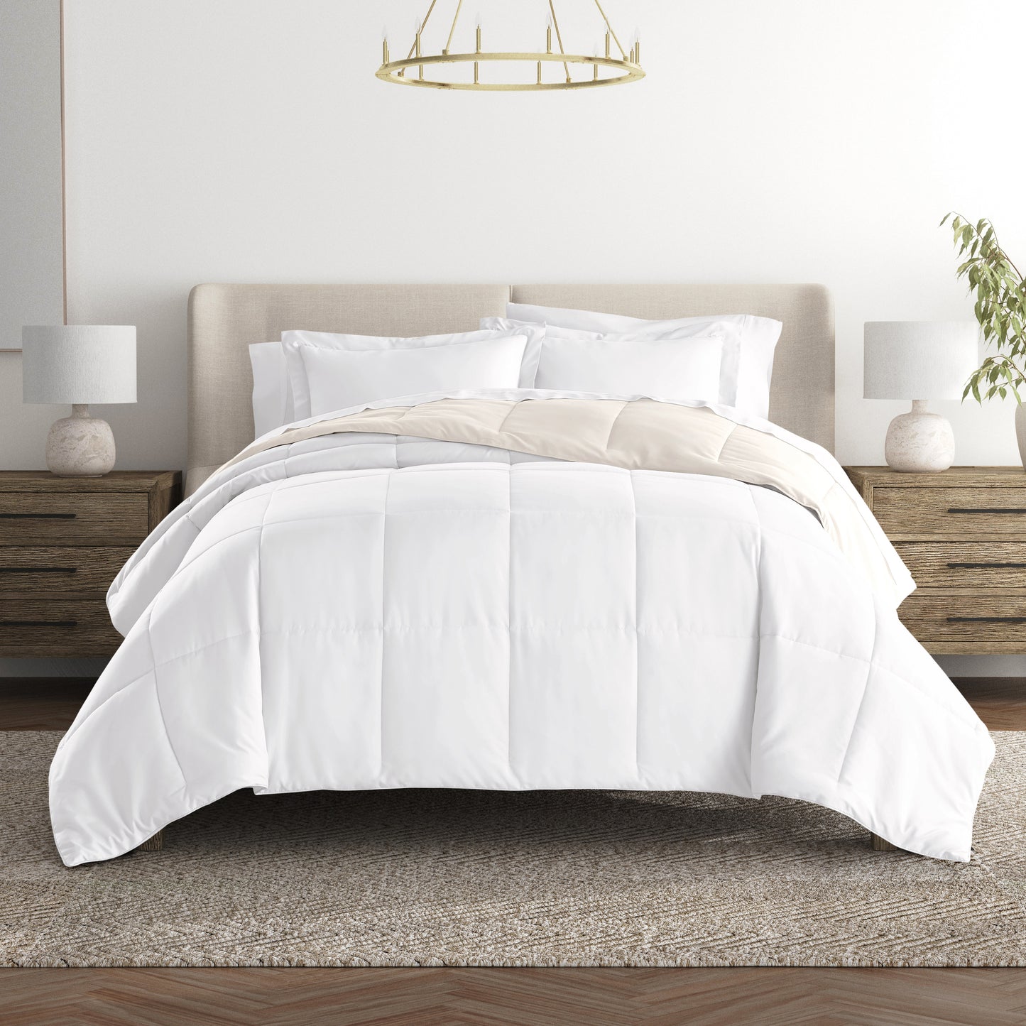Ienjoy Home Home 3-Piece Blush and White Full/Queen Comforter Set