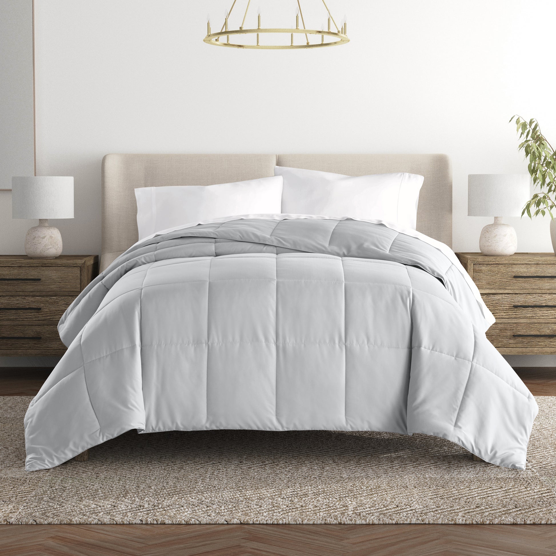 Comforter Solid Color Lightweight Microfiber All Season Down-Alternati –  iEnjoy Home